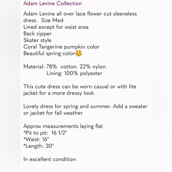 Adam Levine Collection Vibrant Orange Dress. Sz M - Picture 4 of 4